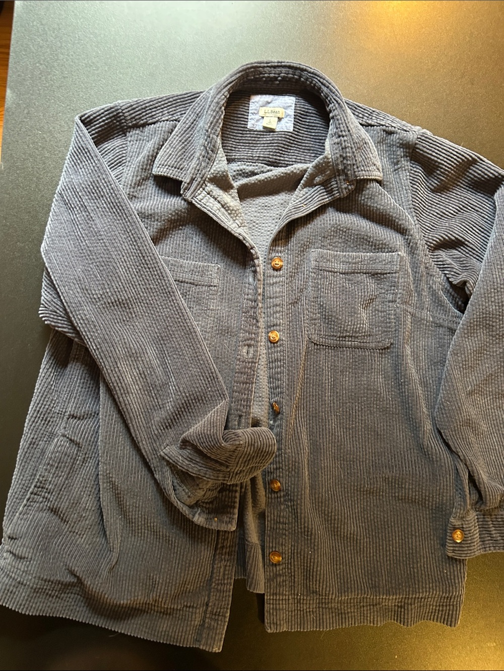 L.L. Bean Navy Blue Corduroy Button-Down Shirt Jacket